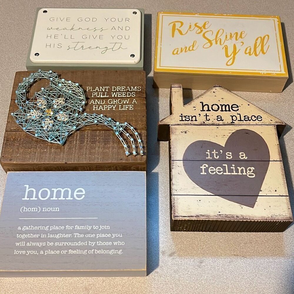 Wooden Wall Decorations Bundle (5) Inspirational Approximately‎ 5”x6”